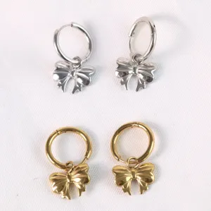 Kiara - Huggie Ribbon Bow Earrings