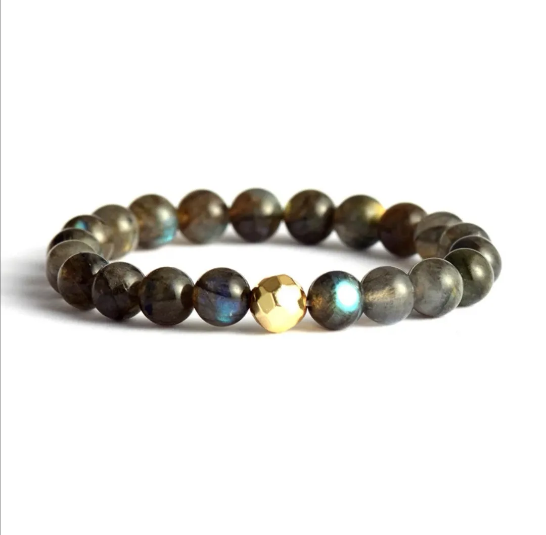 Labradorite Gold Hematite Mala Bracelet