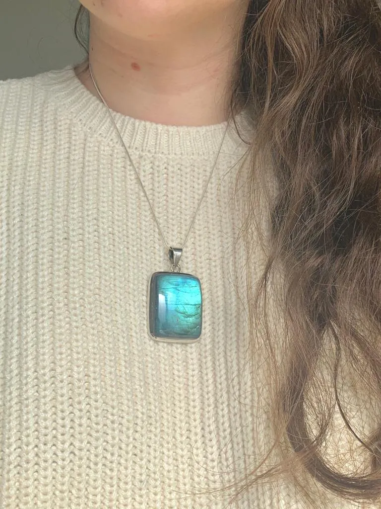 Labradorite Naevia Pendant - XLarge Square