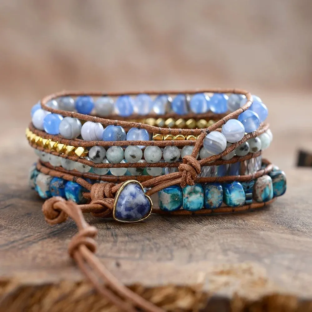 Labradorite Shell Wrap Bracelets