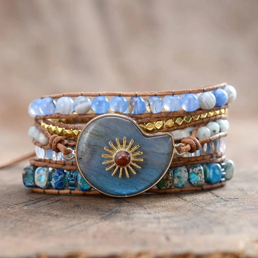 Labradorite Shell Wrap Bracelets