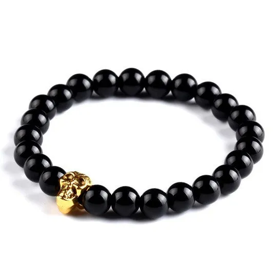 Lava Buddha Skull head Beads Bracelets Natural Stone Bracelets For Women Men Jewelry pulseras