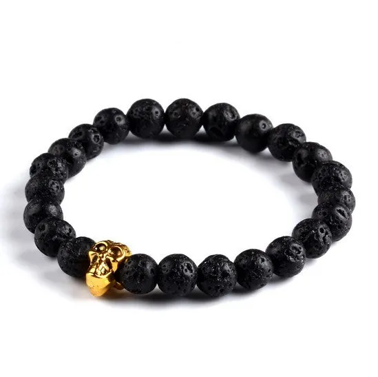 Lava Buddha Skull head Beads Bracelets Natural Stone Bracelets For Women Men Jewelry pulseras