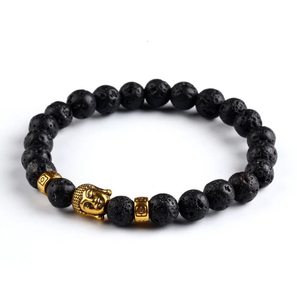 Lava Buddha Skull head Beads Bracelets Natural Stone Bracelets For Women Men Jewelry pulseras