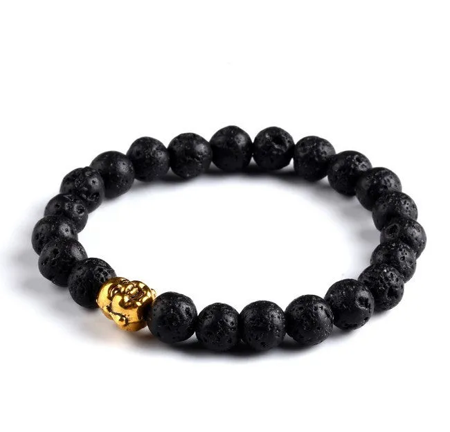 Lava Buddha Skull head Beads Bracelets Natural Stone Bracelets For Women Men Jewelry pulseras