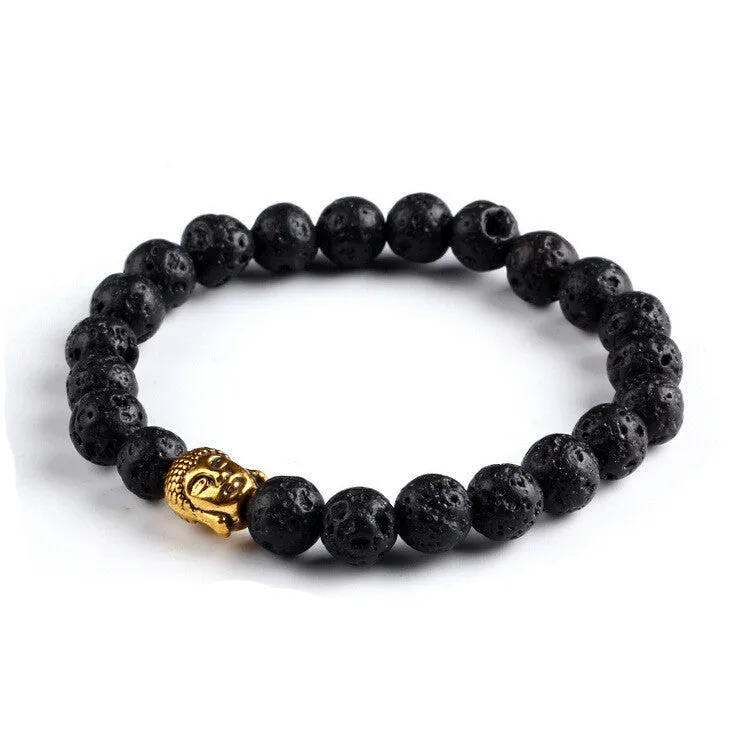 Lava Buddha Skull head Beads Bracelets Natural Stone Bracelets For Women Men Jewelry pulseras