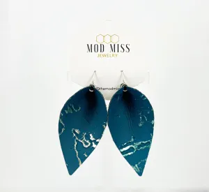 Leather Petal Earring "Wildwood Dark Teal"