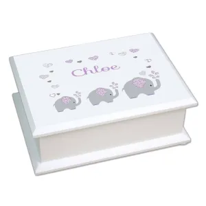 Lift Top Jewelry Box - Lavender Elephant