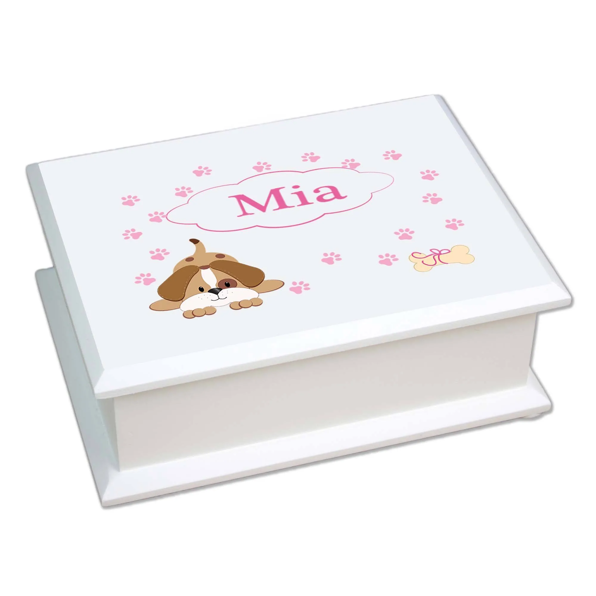 Lift Top Jewelry Box - Pink Puppy