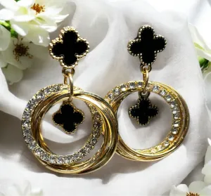 Lux - Golden clover earrings | rhinestone elegant earrings