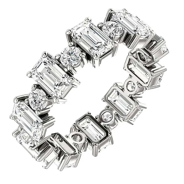 Luxury Silver Rings Geometric CZ Simple Stylish