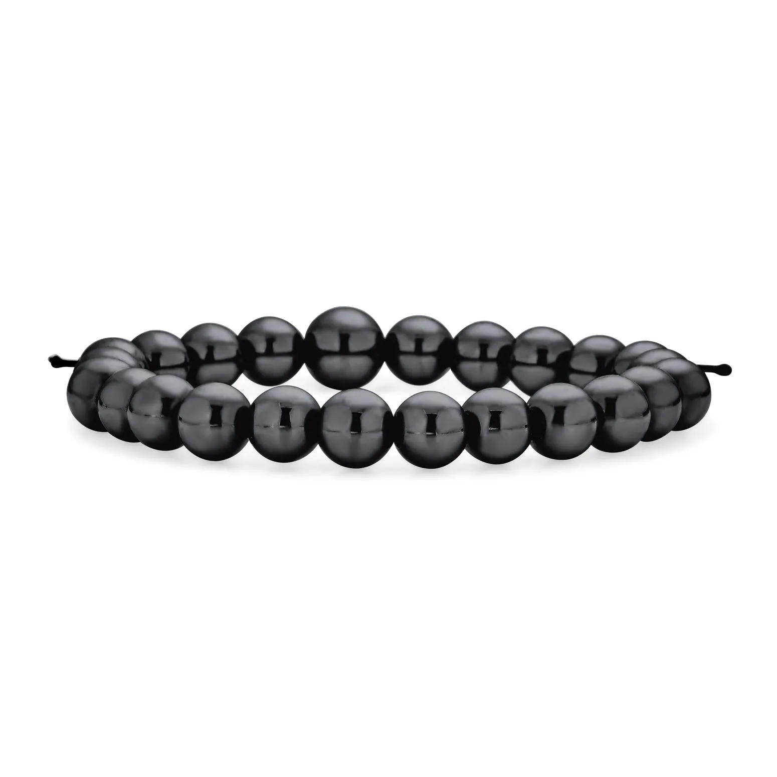 Mala Prayer Hematite Bead Stretch Bracelet for Men Black Grey 8MM