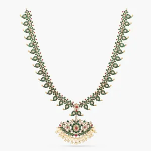 Mankani Kempu Mango Silver Long Necklace