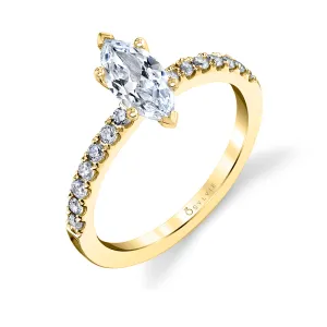 Marquise Cut Classic Engagement Ring - Celeste 14k Gold Yellow