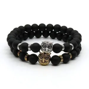 Matte Lava Stone Owl Bracelet