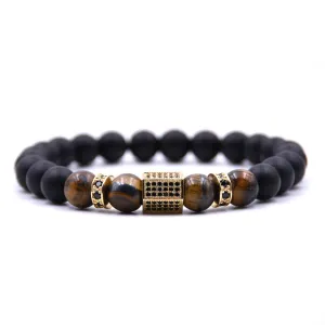 Micro-inlaid Zircon Hexagonal Natural Stone Tiger's Eye Volcanic Stone Bracelet