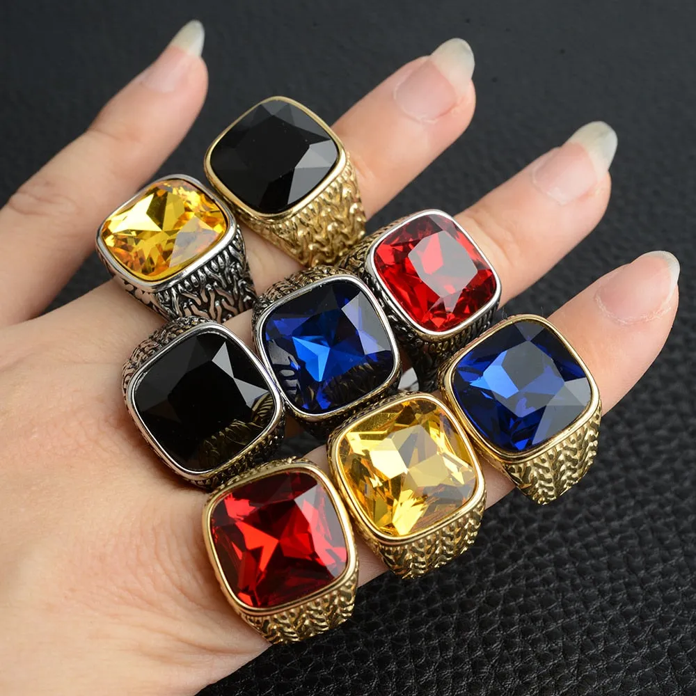 Multi-Color Stones Gold Silver Rings