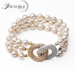 Multi Layer Natural Freshwater Pearl Bracelet