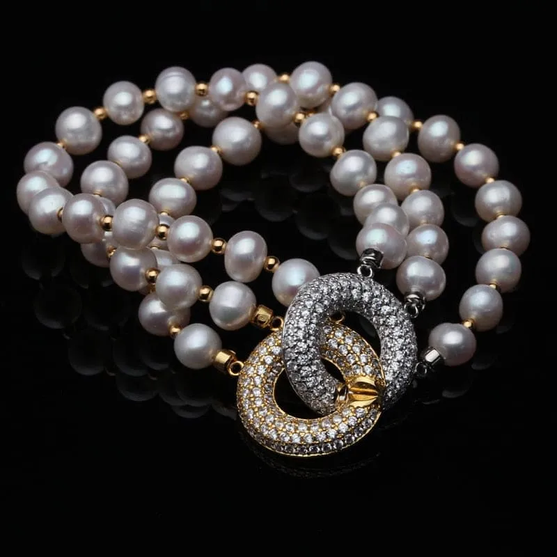 Multi Layer Natural Freshwater Pearl Bracelet