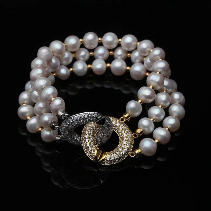 Multi Layer Natural Freshwater Pearl Bracelet