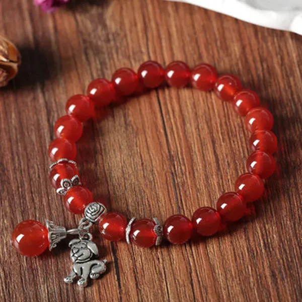 Natural red agate crystal bracelet