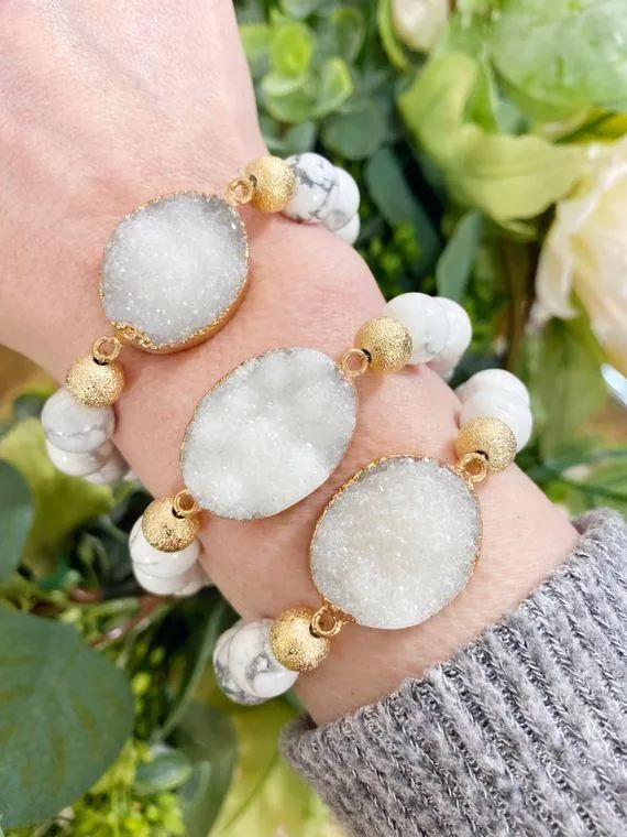 Natural Stone Druzy Bracelet