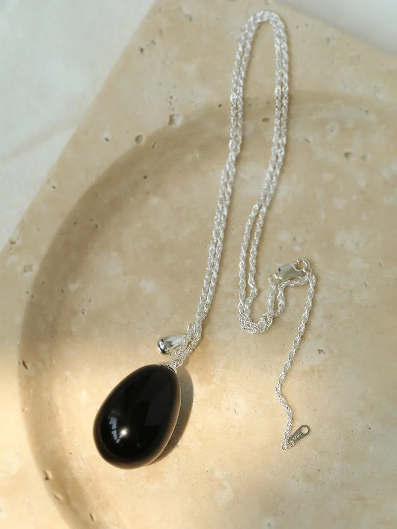 Natural Stone Egg Pendants Necklaces