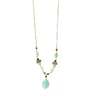 Necklace 5281 with Chrysoprase Grandidierite and Aqua Chalcedony  by Michelle Pressler