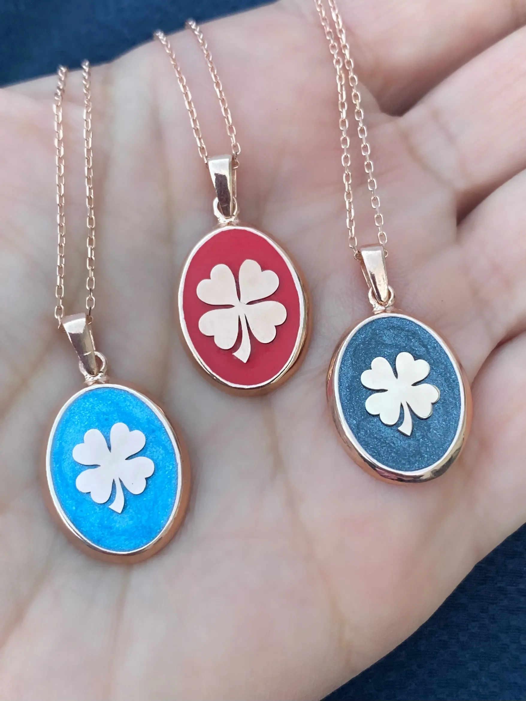 Necklaces with Clover on Enamel