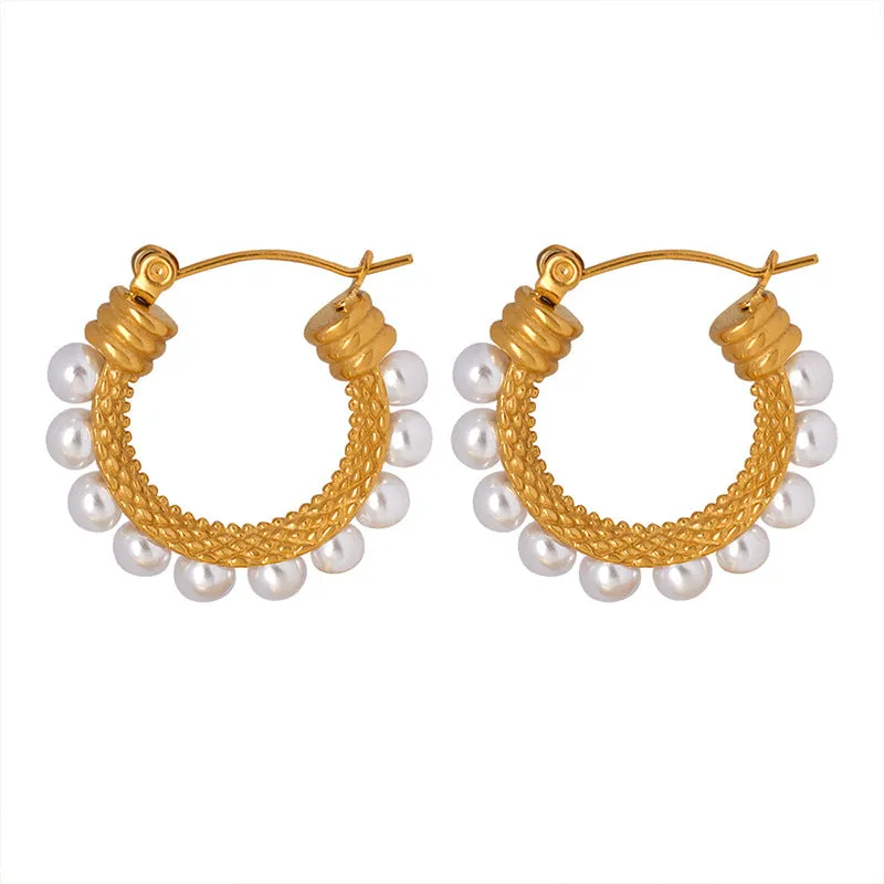 Niche Imitation Pearl C-Shaped Earrings - Elegant Everyday Genie Collection Earrings