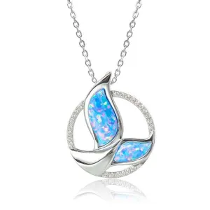 Opal Infinity Whale Tail Pendant