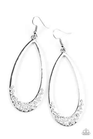 Paparazzi Earring ~ SHIMMER-Dipping  - White