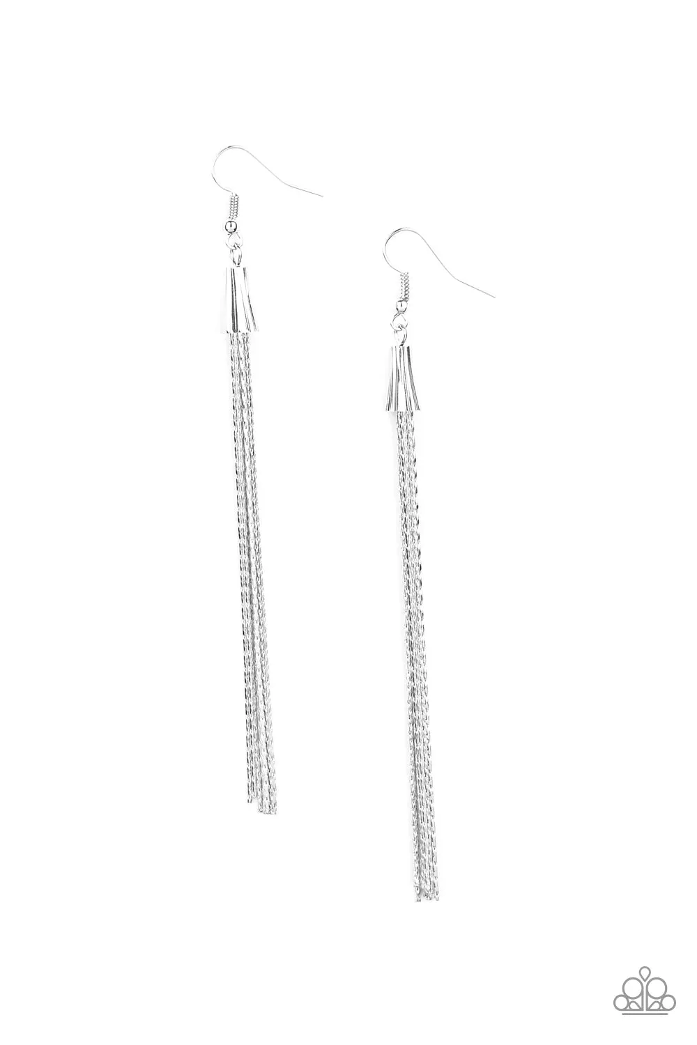 Paparazzi Earring ~ Shimmery Streamers - Silver