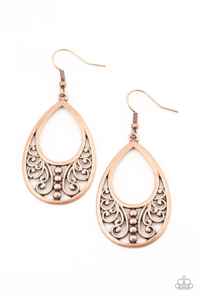 Paparazzi Earring ~ Stylish Serpentine - Copper