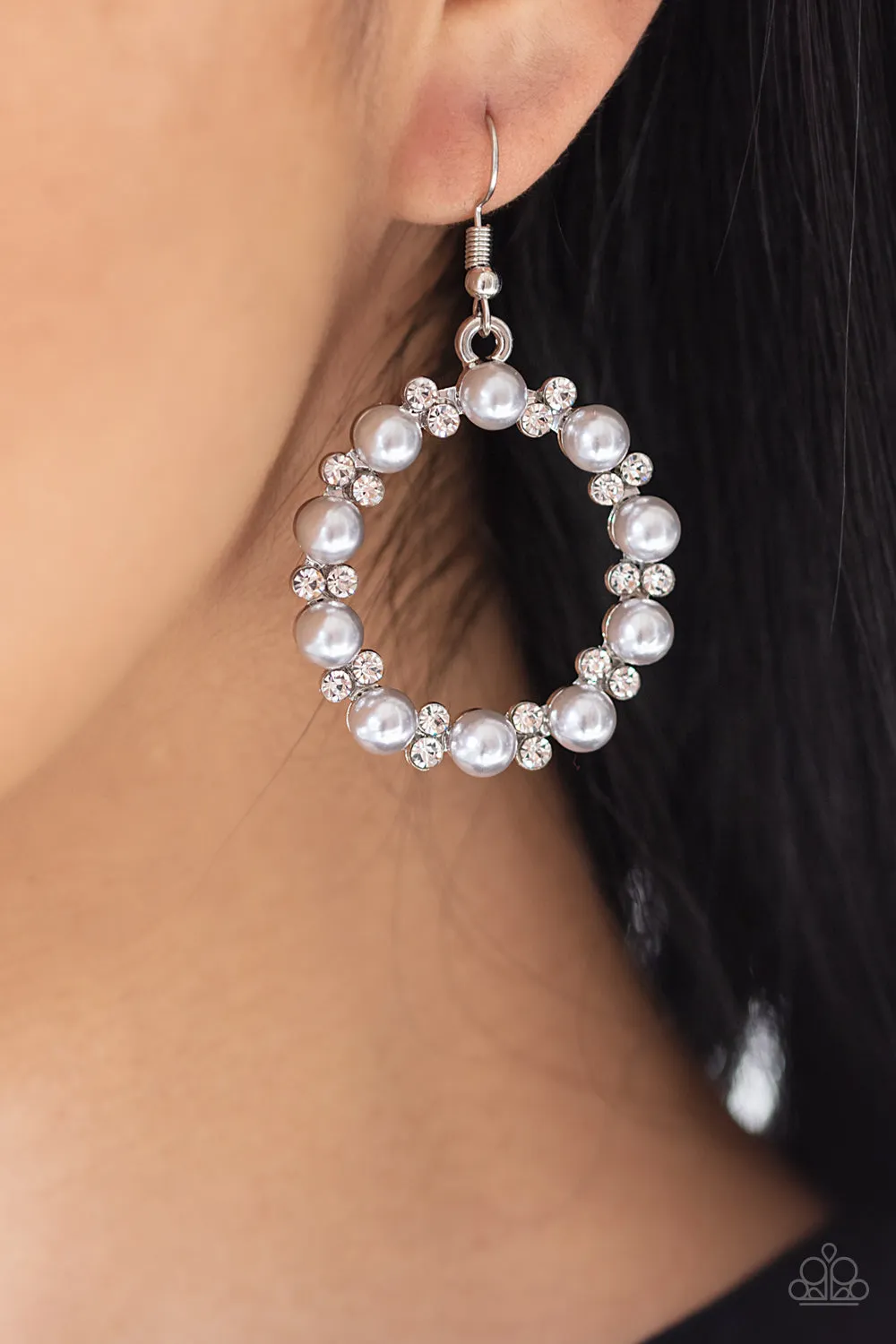 Paparazzi Earring ~ Symphony Sparkle - Silver