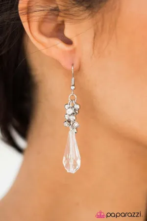 Paparazzi Earring ~ The Crystal Ball - White