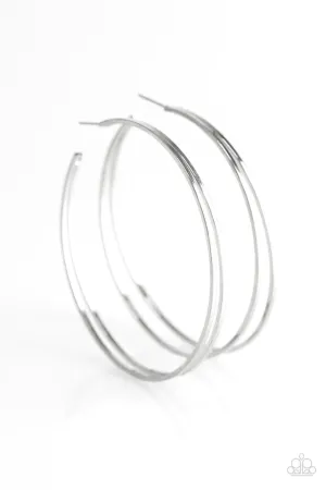 Paparazzi Earring ~ Two HOOPs and A Holler - Silver