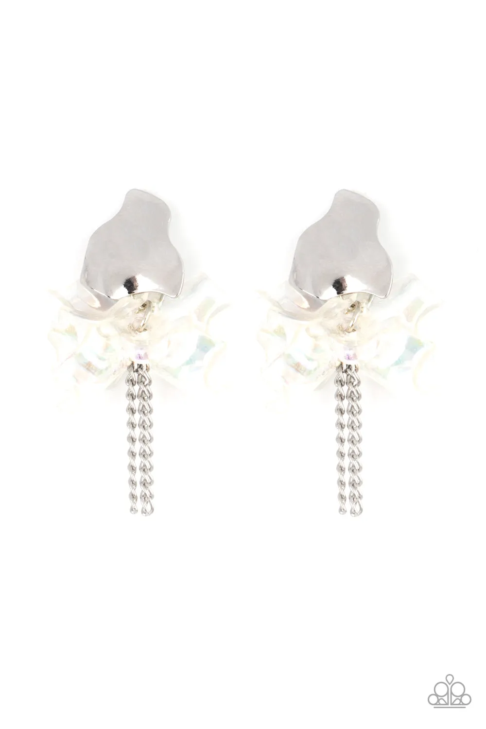 Paparazzi Harmonically Holographic - White Earrings