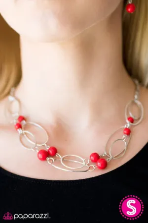 Paparazzi Necklace ~ Glam Theory - Red