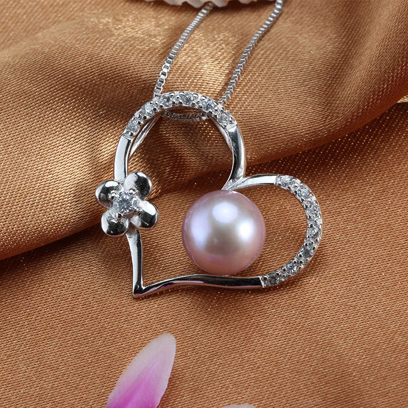 Pearl Necklace Love Shape Pendant AAAA High Quality Platinum Plated Gift For Women 9-10mm Pearl Jewelry collier