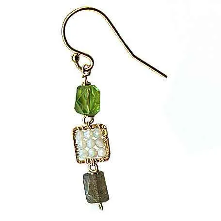 Peridot Earrings 4681 A with Australian Opal and Labradorite by Michelle Pressler Jewelry