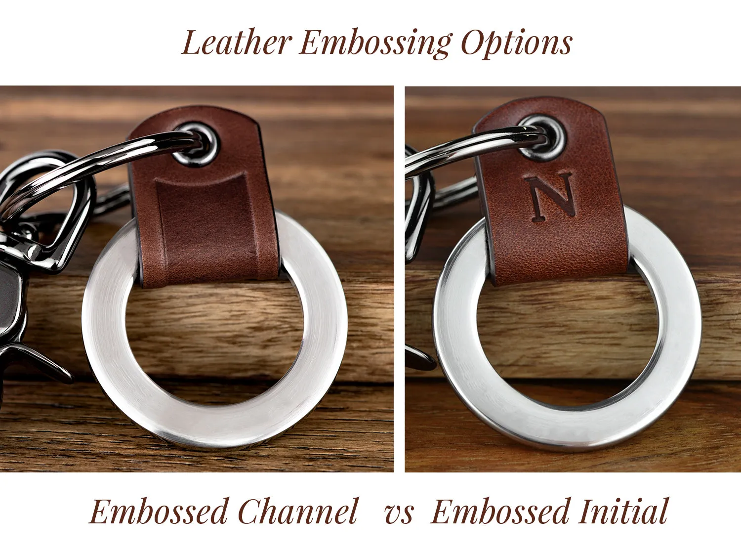 Personalized Confirmation Leather Keychain Ring