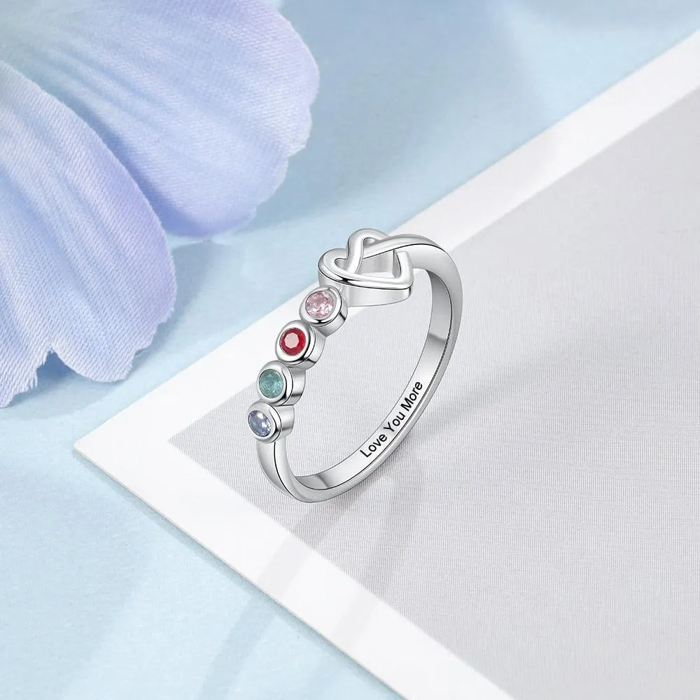 Personalized Engraving Heart Knot Ring Customized Wedding Ring