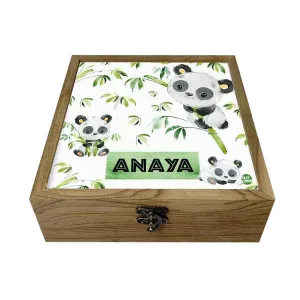 Personalized for Kids Wood Jewelry Storage - Cute Panda