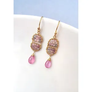 Pink Double Scallop Earrings 4617 with Multi Color Spinels, and Pink Sapphire Drops by Michelle Pressler Jewelry