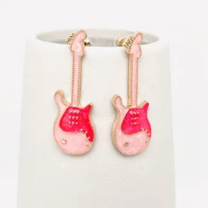 Pink Guitar Earrings