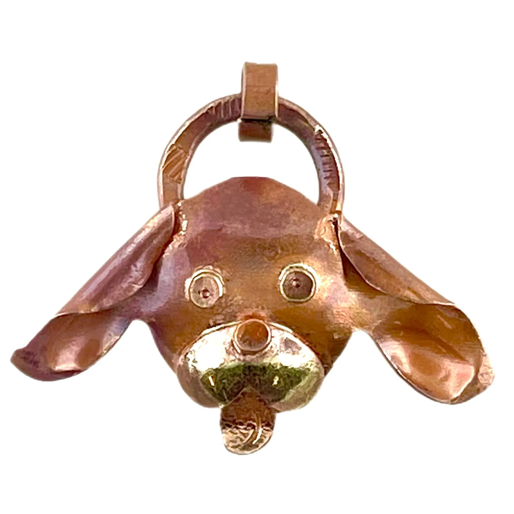 Playful Copper Dog Pendant for Jewelry Design