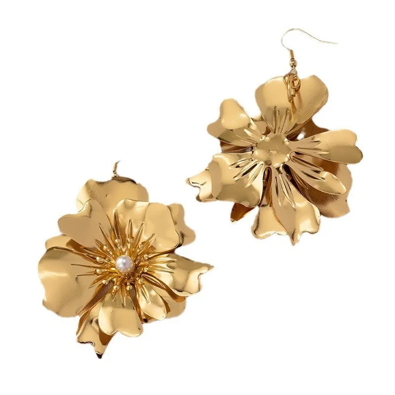 Pre Order:  Retro Flower Petal Hook Earrings