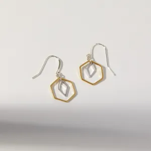 "Le Contour" Gold & Silver Hexagon Earrings