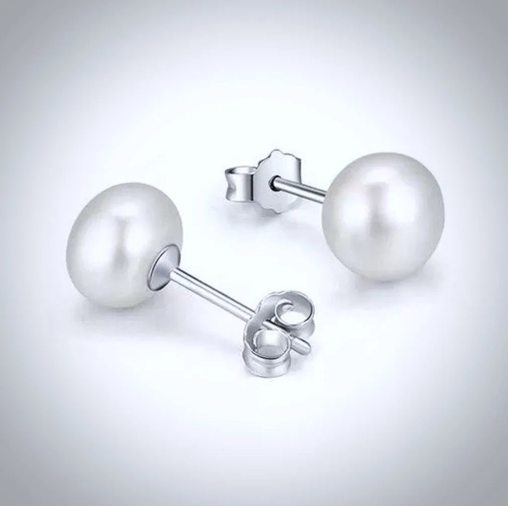 "Maisy" - Freshwater Pearl and Sterling Silver Stud Earrings